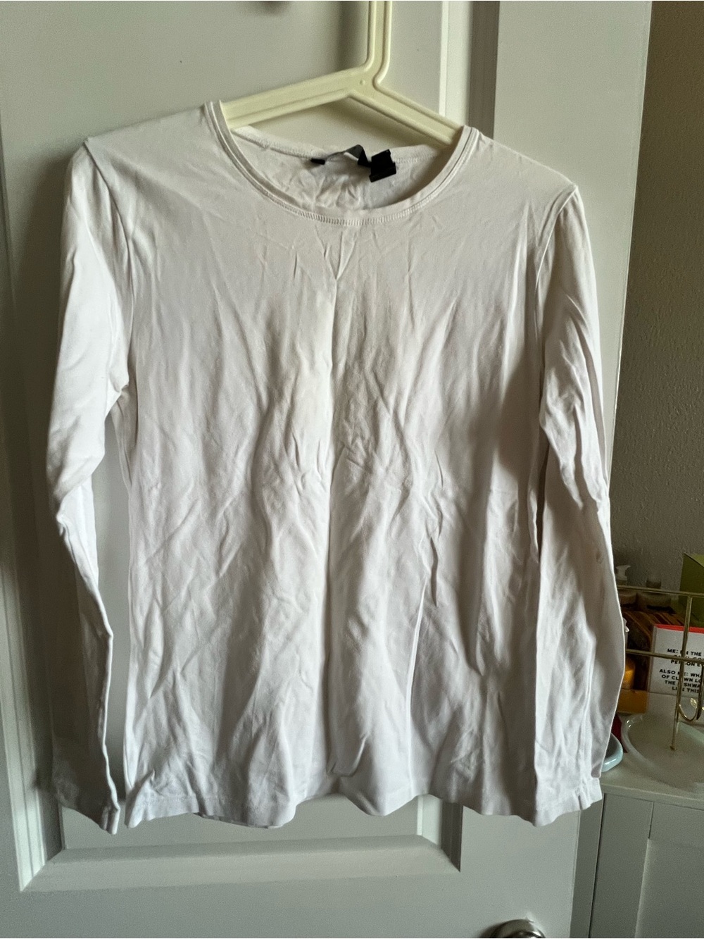Mango White Long-Sleeve Crewneck Top - Women's